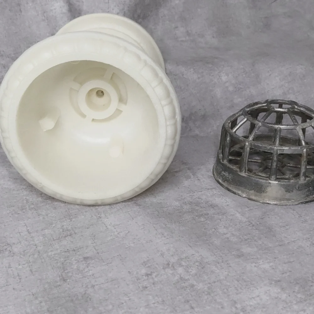 Vintage Off White Urn Planter With Flower Frog Insert